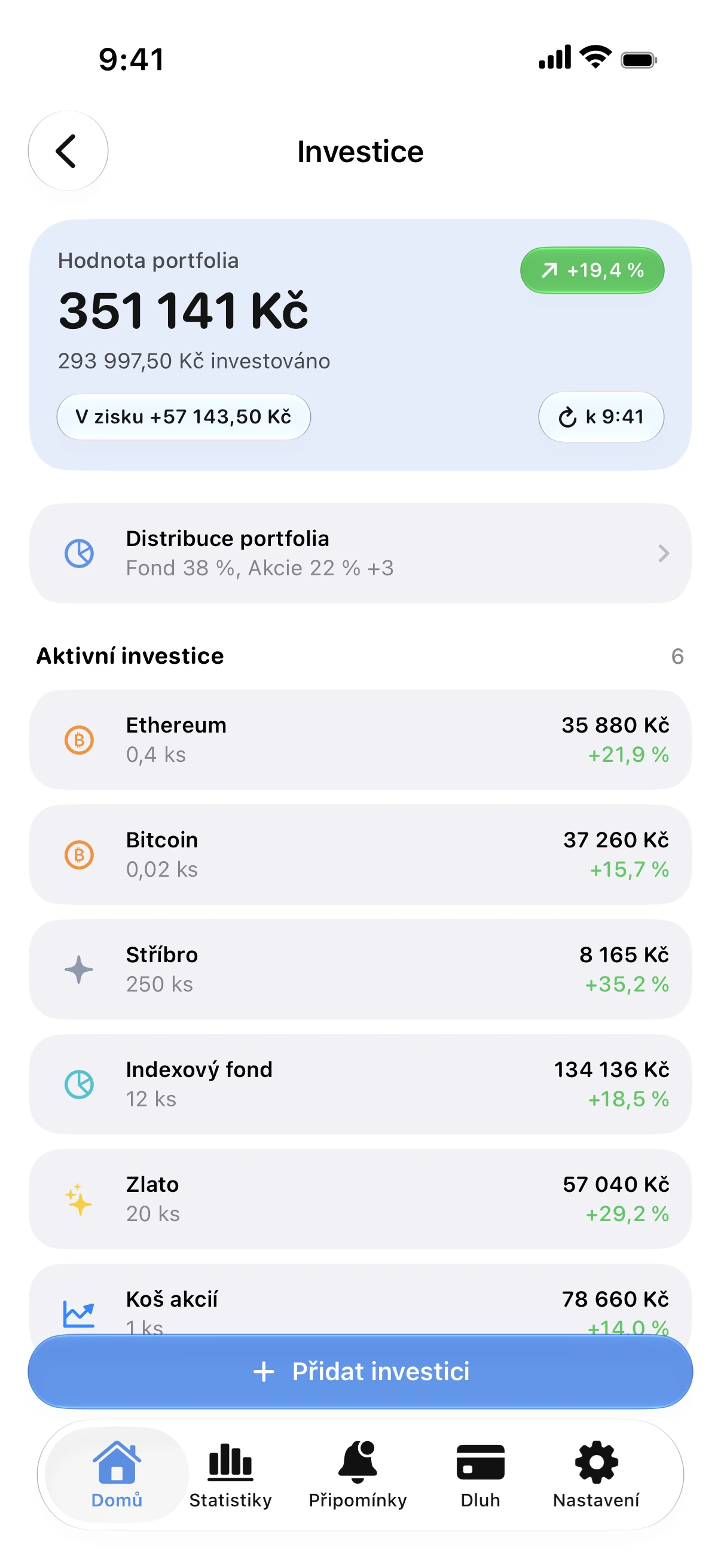 Spendry: Investice