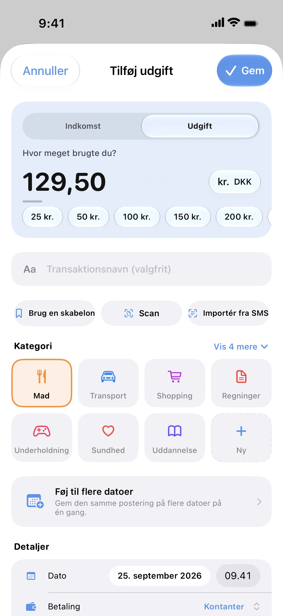 Spendry: Tilføj udgift