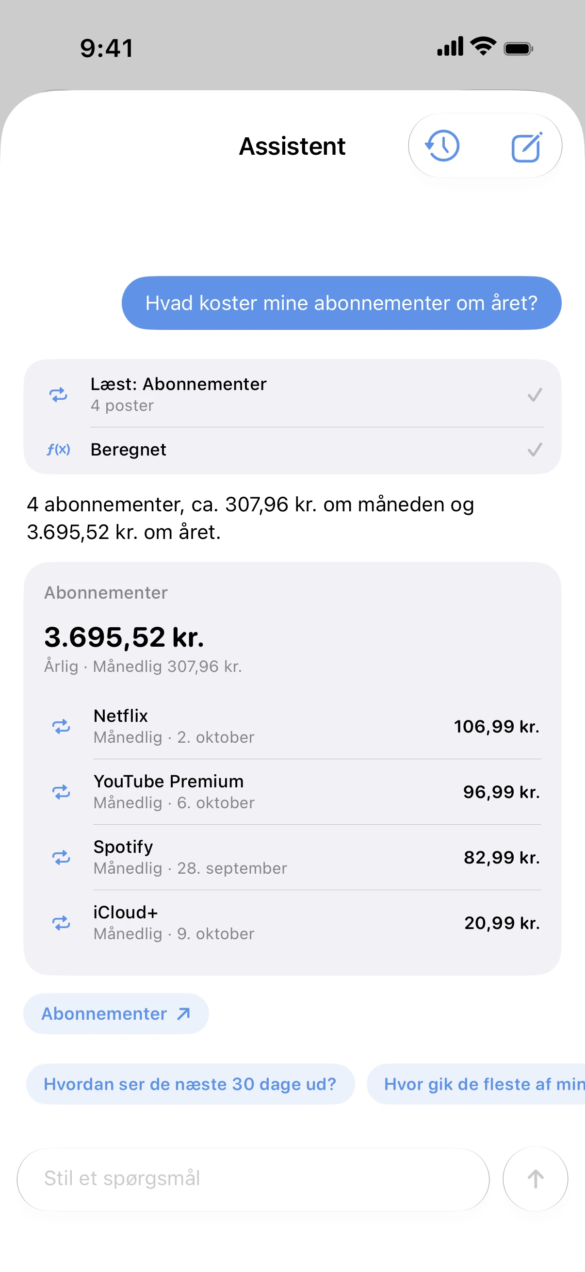 Spendry: Assistent