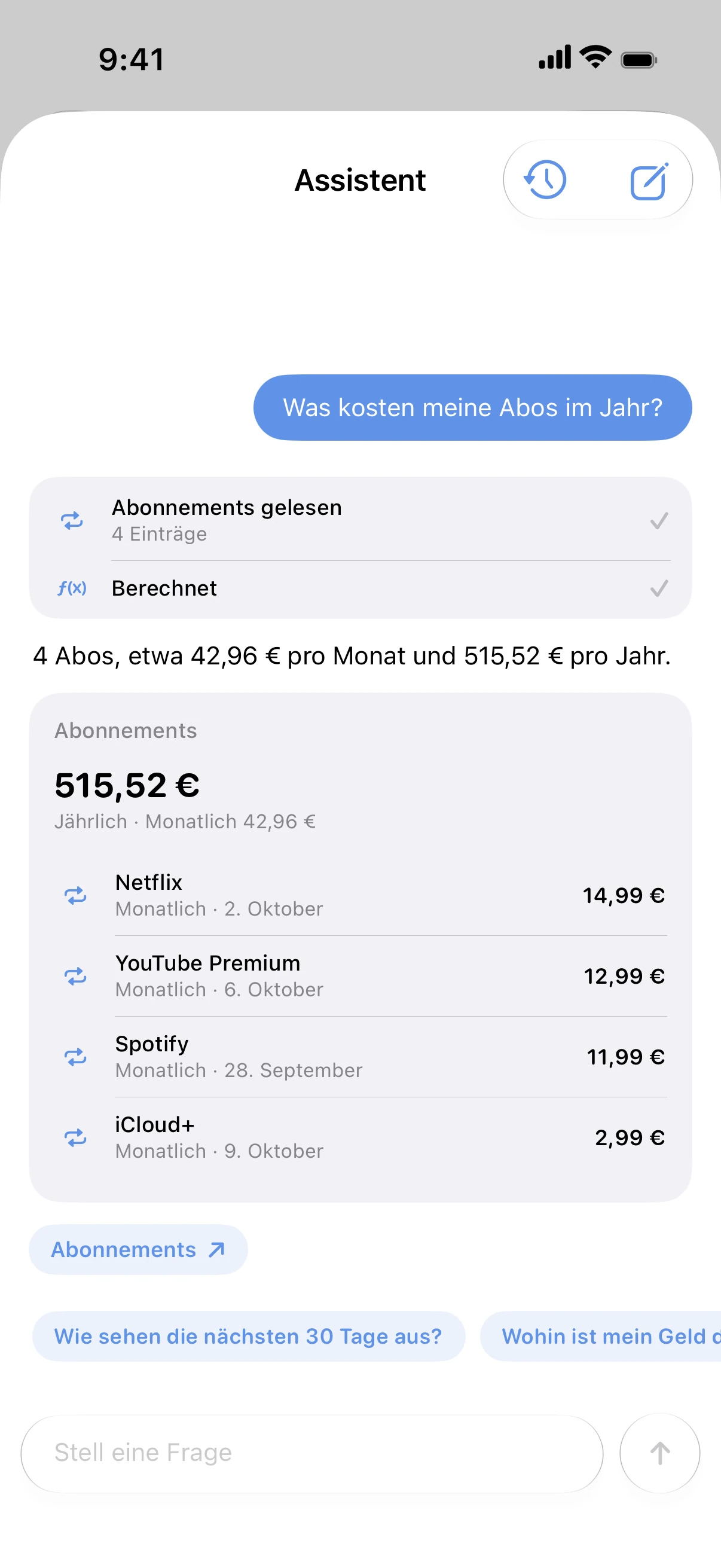 Spendry: Assistent