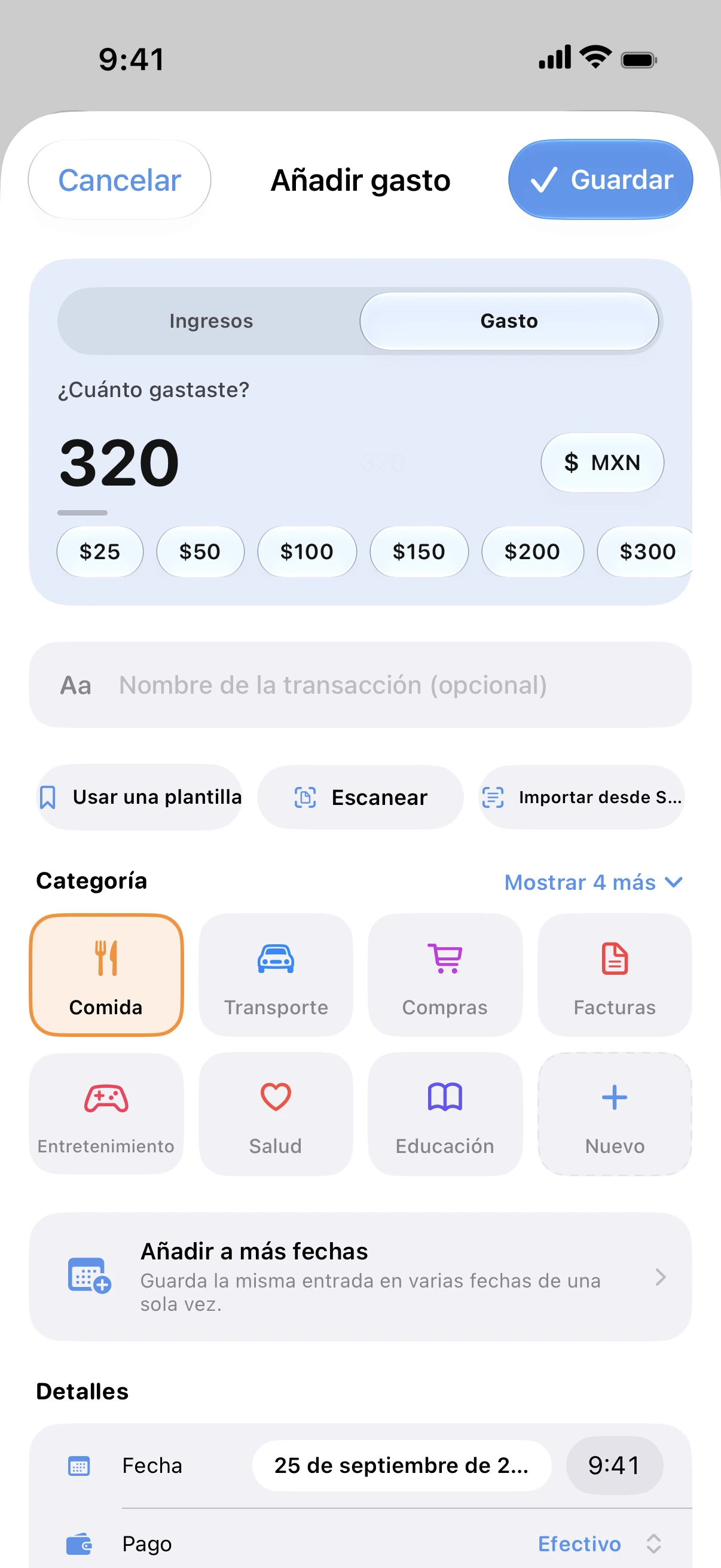 Spendry: Añadir gasto