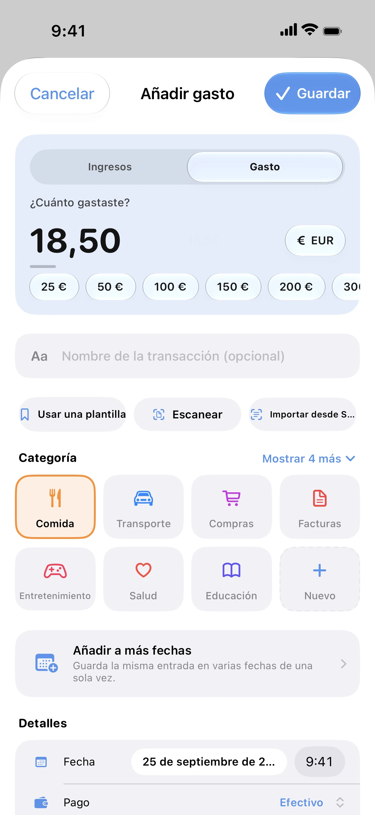 Spendry: Añadir gasto