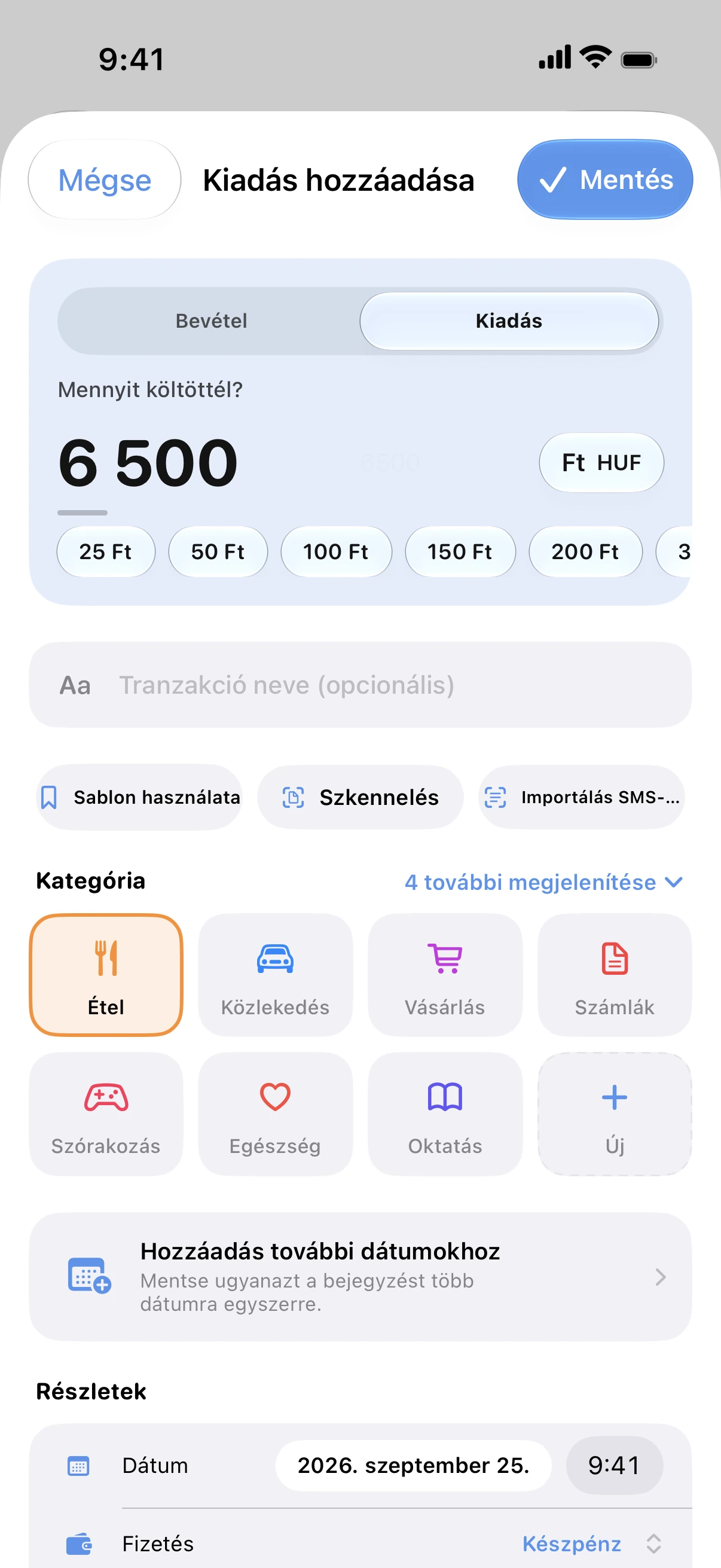 Spendry: Kiadás hozzáadása