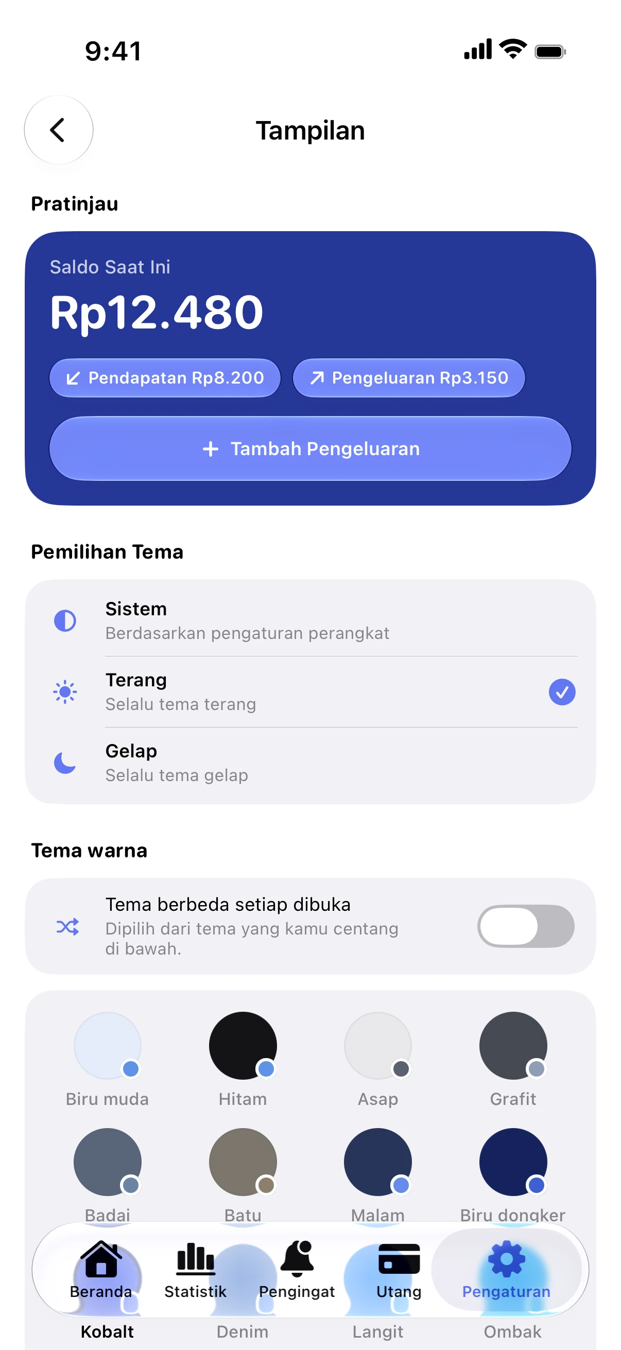 Spendry: Tampilan