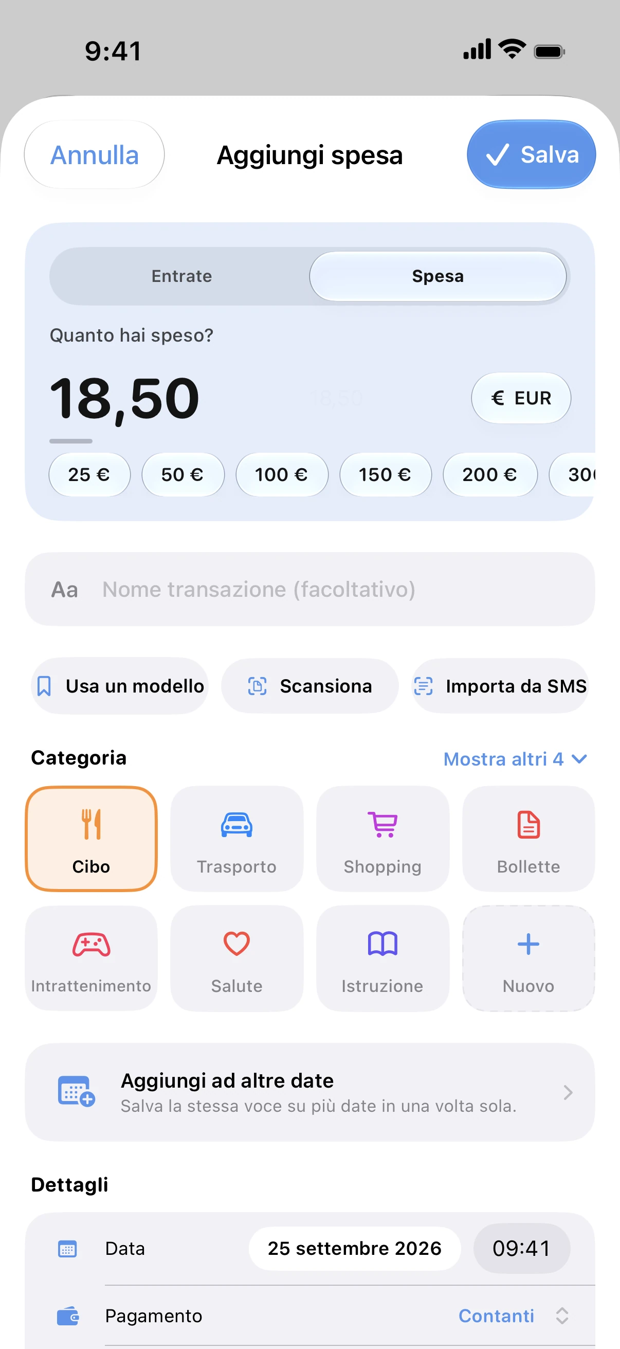 Spendry: Aggiungi spesa
