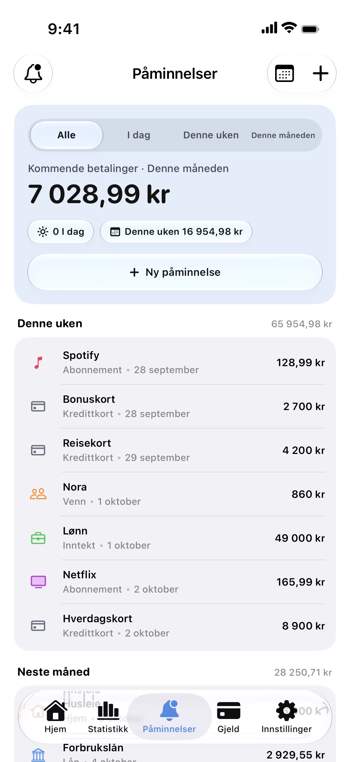 Spendry: Påminnelser