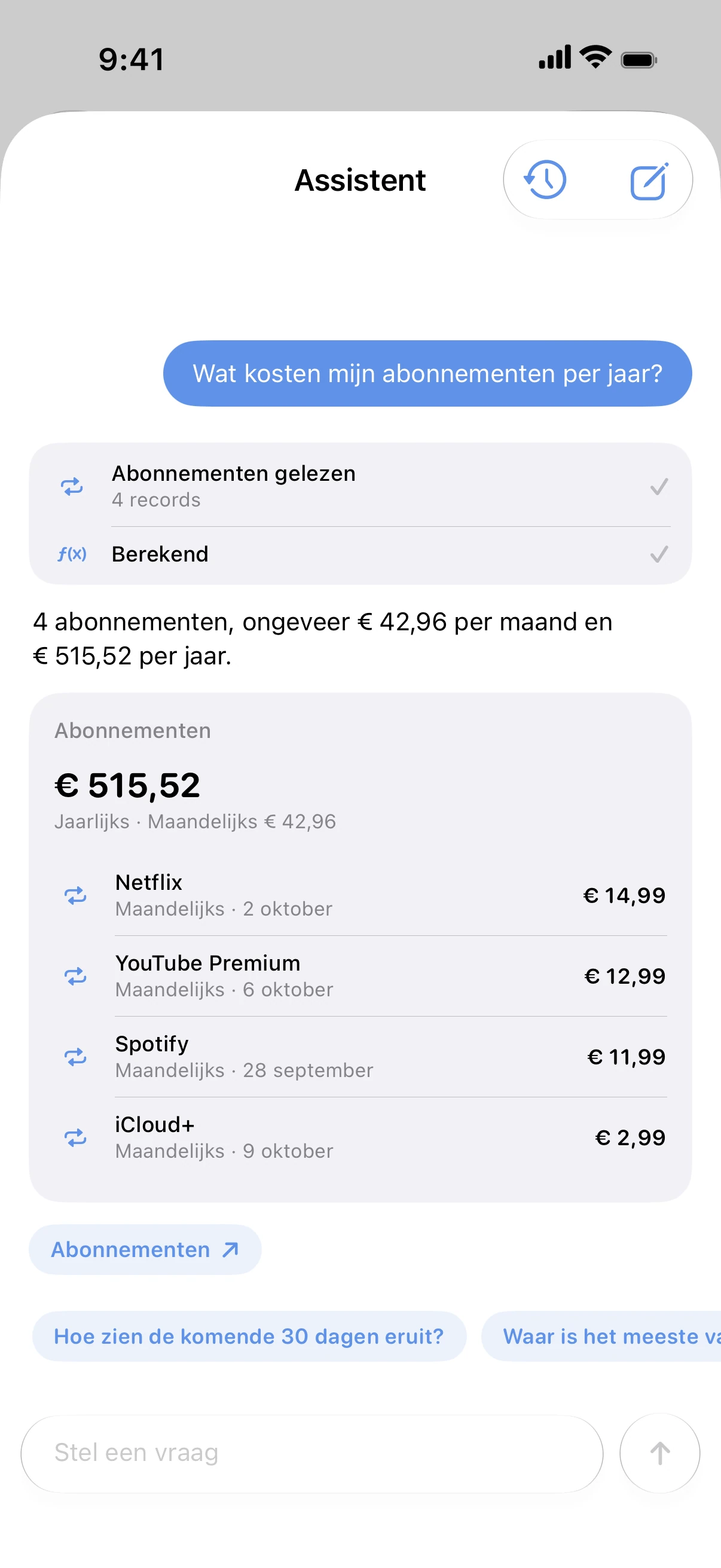 Spendry: Assistent