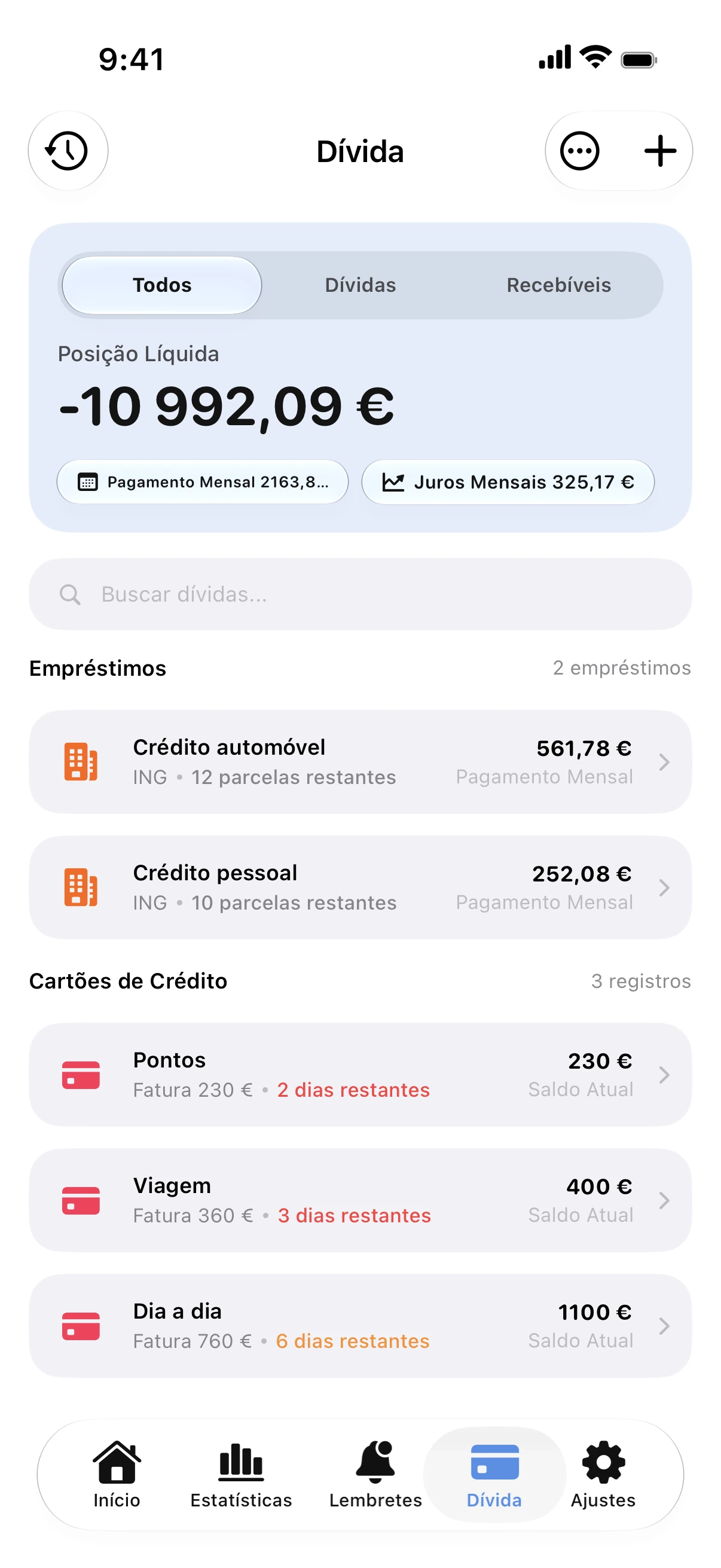 Spendry: Dívidas