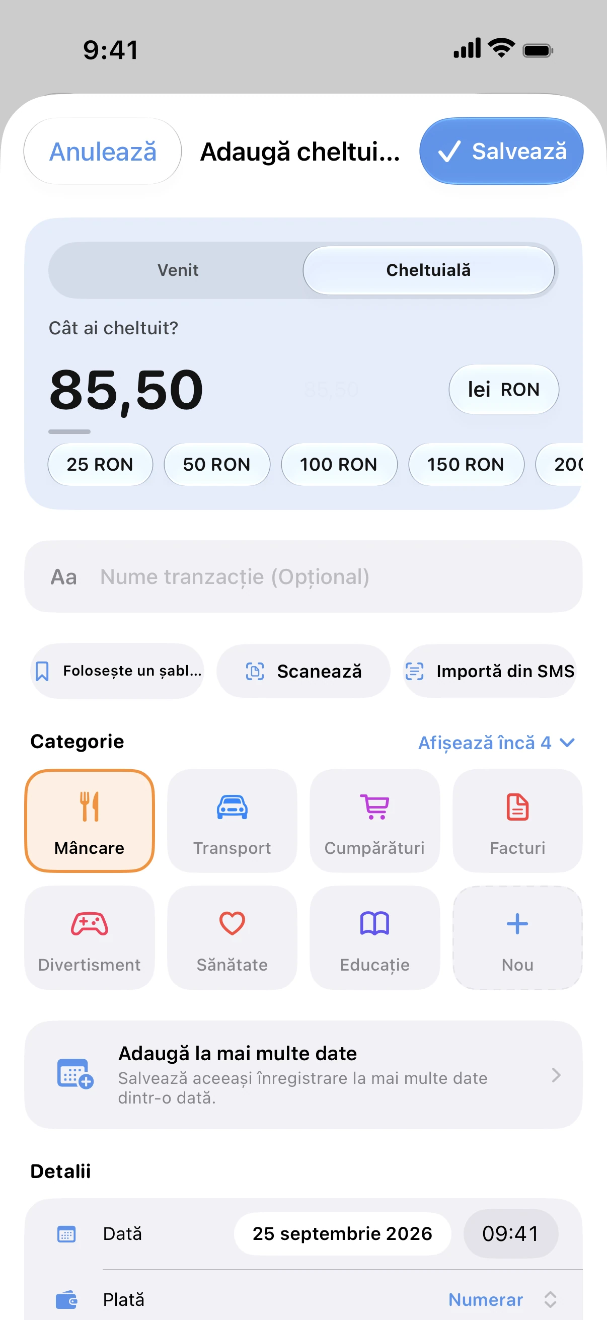 Spendry: Adaugă cheltuială