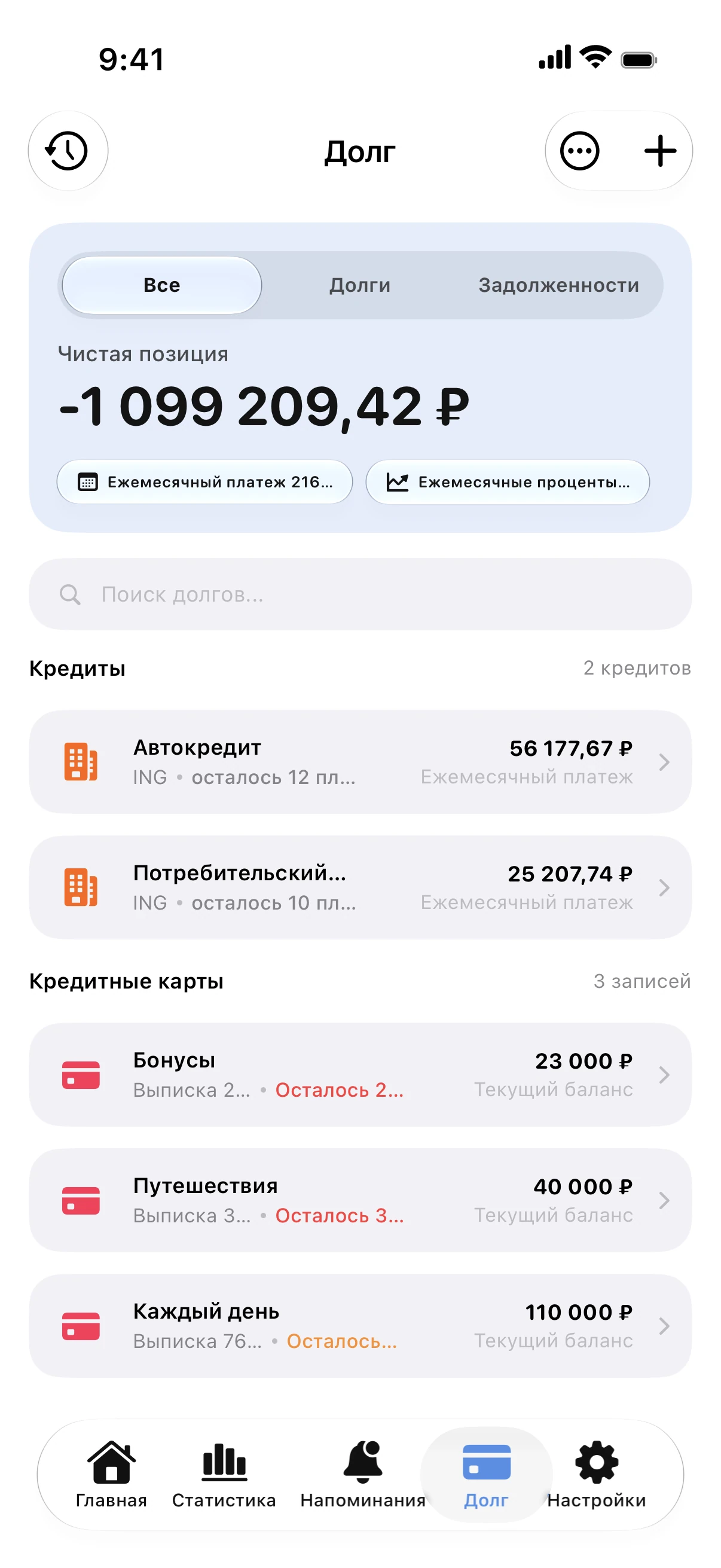 Spendry: Долги